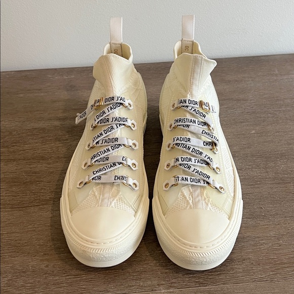 Dior Cream High-Top Sneakers - Picture 1 of 9